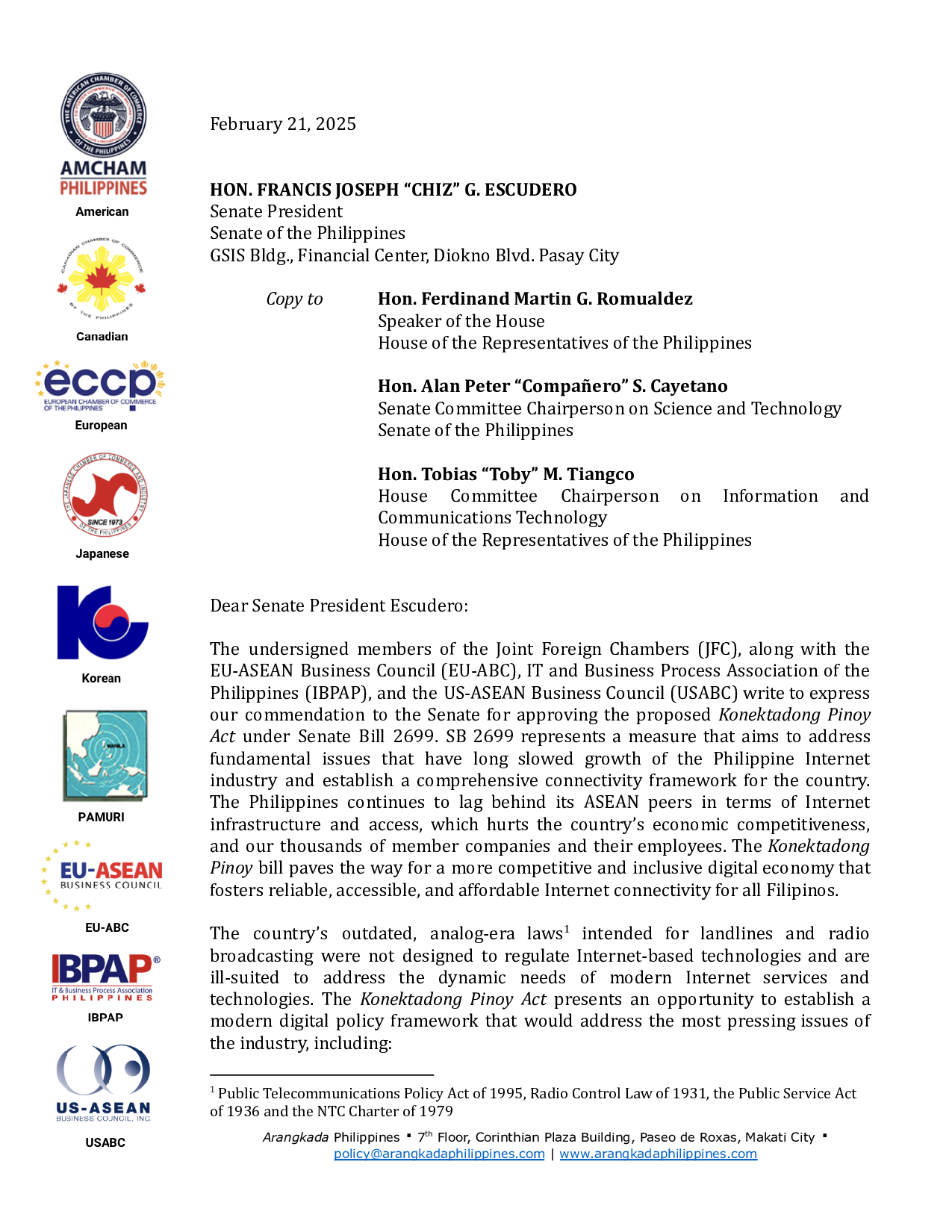 JFC Position Paper on Inclusion of Data Localization Provisions in the Konektadong Pinoy Act